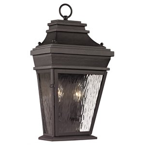 elk home forged provincial 2-light metal outdoor wall lamp in charcoal