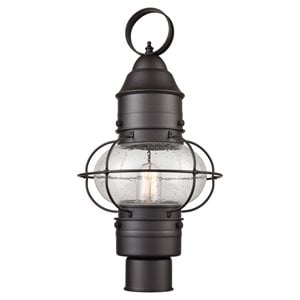elk home onion 1 light glass and metal outdoor post mount in oil rubbed bronze