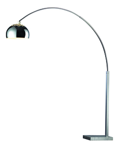 elk home penbrook 1-light contemporary marble arc floor lamp in silver/white