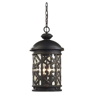 elk home tuscany coast 3-light aluminum outdoor hanging lantern in charcoal