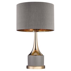 elk home cone neck 1-light ceramic and metal small table lamp in gray/gold