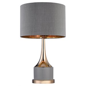 elk home cone neck 1-light led ceramic and metal small table lamp in gray/gold