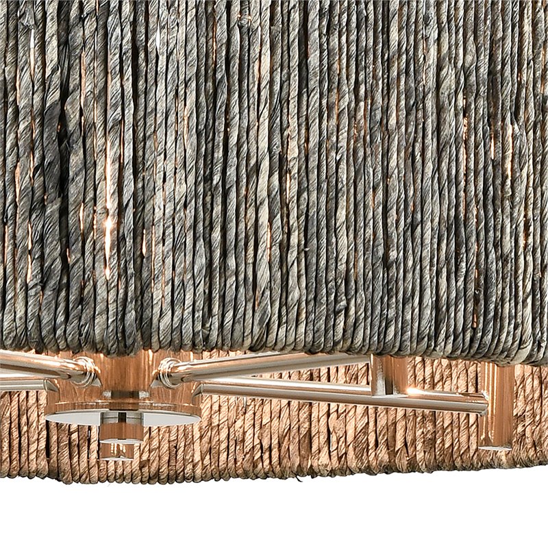 Elk Home Abaca 5-Light Abaca Rope & Metal Chandelier in Polished Nickel/Gray