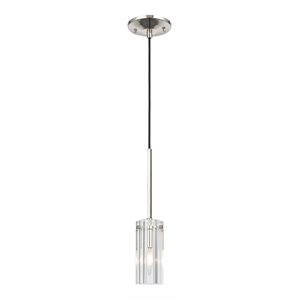 elk home spynx 1-light glass & steel mini pendant in polished nickel/black