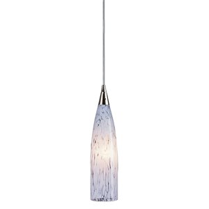 elk home lungo 1-light glass mini pendant with adapter in satin nickel/white