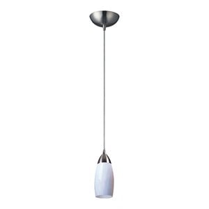 elk home milan 1-light glass led mini pendant in satin nickel/simple white