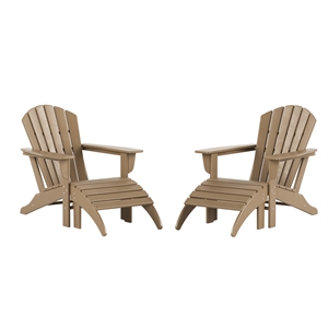 portside 4-piece adirondack chair with matching ottoman footrest set