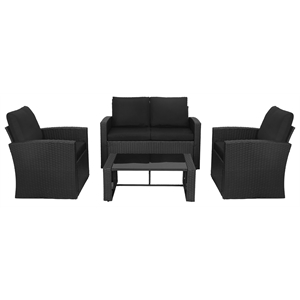 benton 4-piece wicker conversation sofa set with cushions