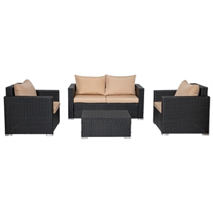 palms 4-piece wicker contemporary sofa set with cushions