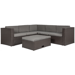 linden 6-seat modern wicker sectional set with storage ottoman