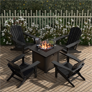 allendale outdoor plastic adirondack chair with square fire pit table set