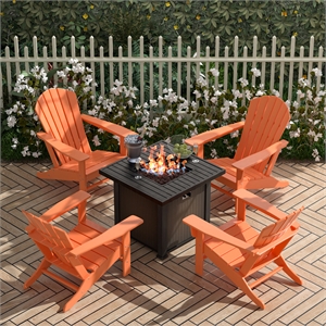 allendale outdoor plastic adirondack chair with square fire pit table set