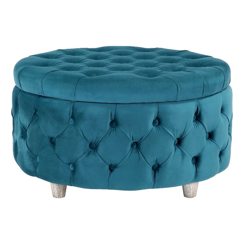 Velvet tufted online storage ottoman