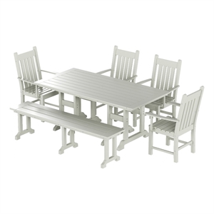 paradise 6-piece dining table and arm chair set with dining bench