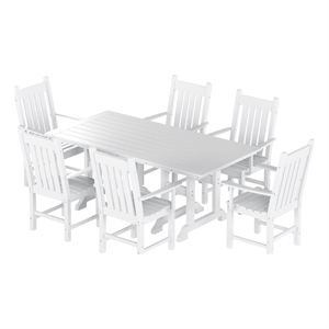 paradise 7-piece square trestle arm chair outdoor dining set