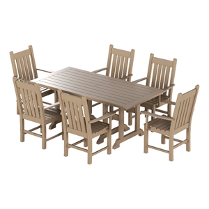 paradise 7-piece square trestle arm chair outdoor dining set