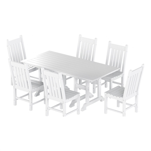 paradise 7-piece square trestle side chair outdoor dining set