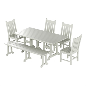 paradise 6-piece dining table chair set with dining bench