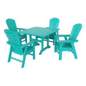 paradise 5 piece square dining table and chair set