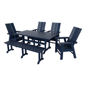 palms 6-piece dining table chair set with dining bench
