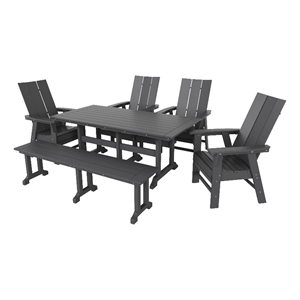 palms 6-piece dining table chair set with dining bench