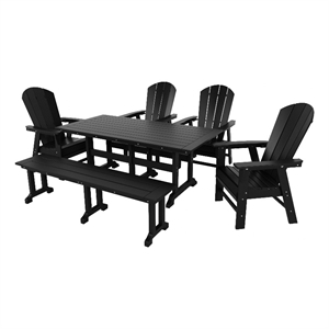 palms 6-piece adirondack chair and dining table set with bench