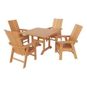 palms 5-piece modern adirondack chairs square trestle table dining set