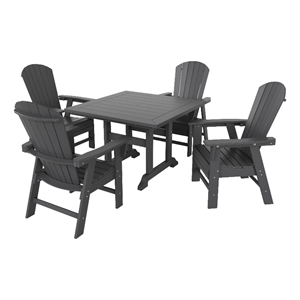 portside 5-piece square table and seashell adirondack chair dining set