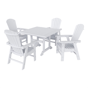 portside 5-piece square table and seashell adirondack chair dining set