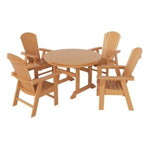 portside 5-piece round table seashell adirondack chair dining set