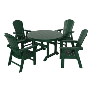 portside 5-piece round table seashell adirondack chair dining set