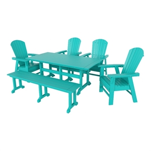 portside 6-piece dining table and seashell adirondack chair with bench