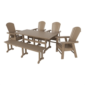 portside 6-piece dining table and seashell adirondack chair with bench