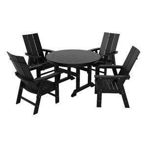 palms 5-piece round dining table adirondack chair set