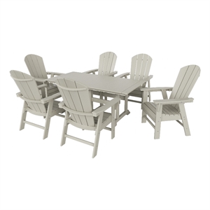 paradise 7-piece rectangle table modern adirondack chair dining set