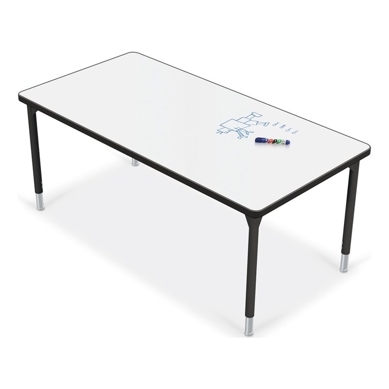 MooreCo Porcelain Steel Dry Erase Rectangle Activity Table in White/Black