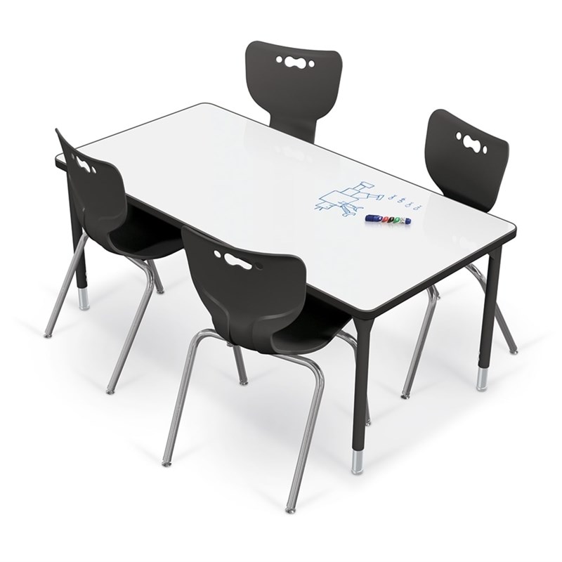 MooreCo Porcelain Steel Dry Erase Rectangle Activity Table in White/Black