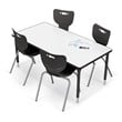 MooreCo Porcelain Steel Dry Erase Rectangle Activity Table in White/Black