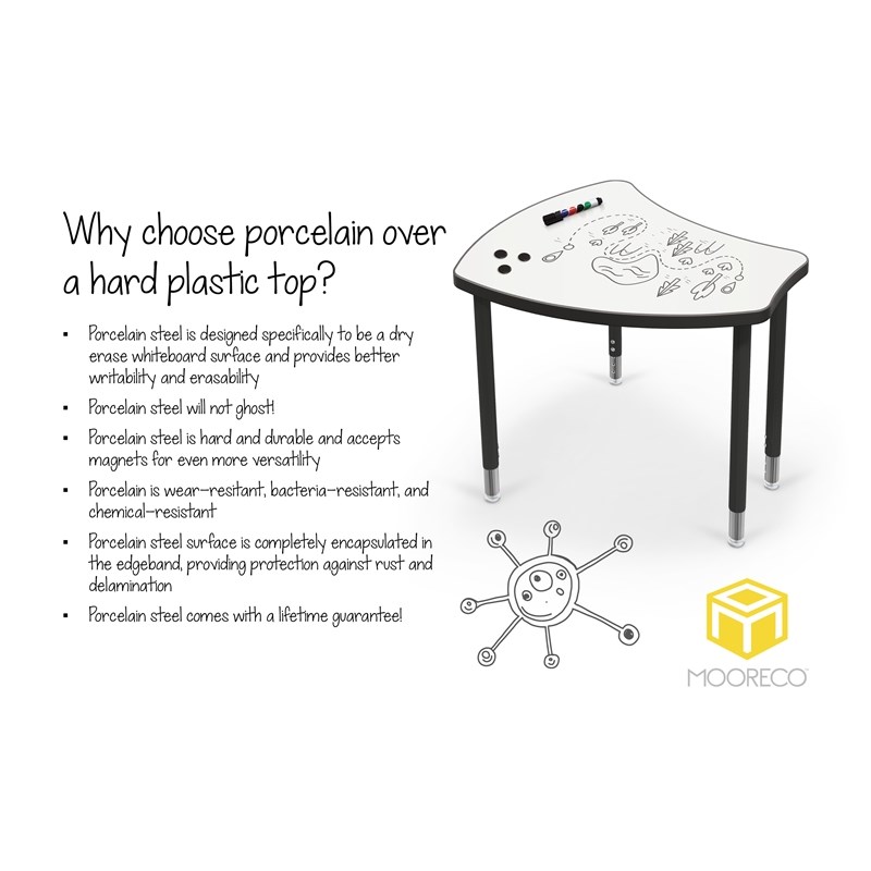 MooreCo Porcelain Steel Dry Erase Rectangle Activity Table in White/Black