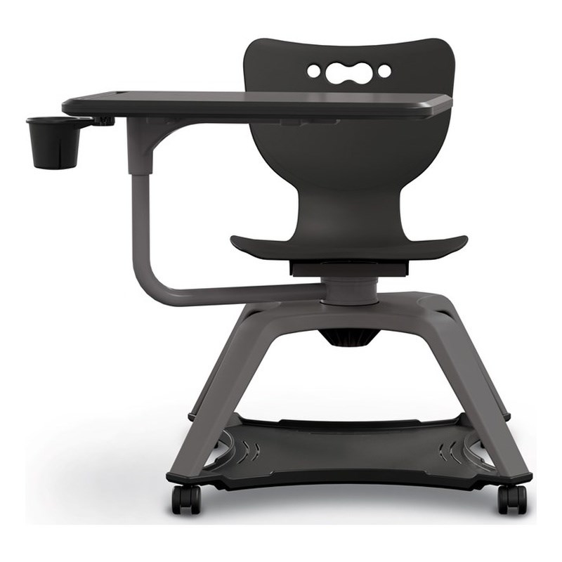MooreCo Hierarchy Modern Plastic Enroll Tablet Chair with Cup Holder in Black