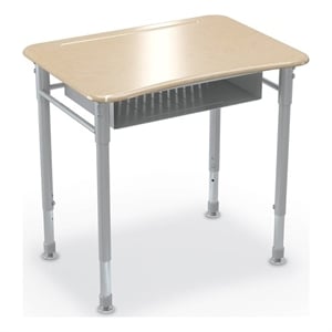 MooreCo Hard Plastic Student Desk Set of 2 Adjustable Height Rectangle Maple