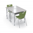 MooreCo Hard Plastic Student Desk Set of 2 Adjustable Height Rectangle Gray
