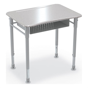 MooreCo Hard Plastic Student Desk Set of 2 Adjustable Height Rectangle Gray