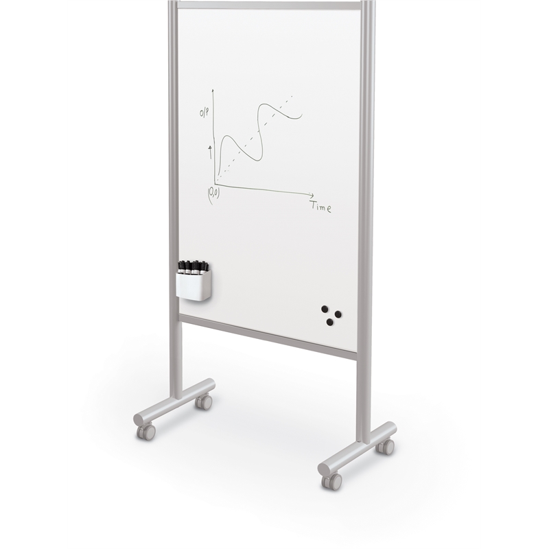 MooreCo Inklud Double Sided Magnetic Mobile Dry Erase Whiteboard 72H x 30W x 22D