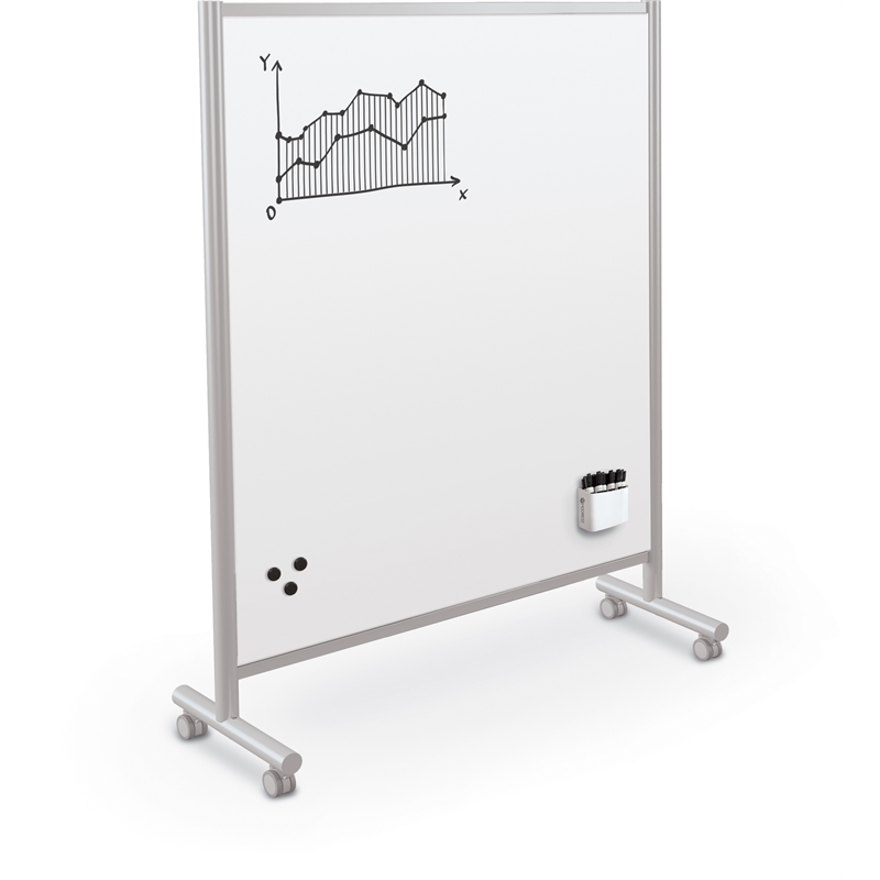 MooreCo Inklud Double Sided Magnetic Mobile Dry Erase Whiteboard 72H x 50W x 22D