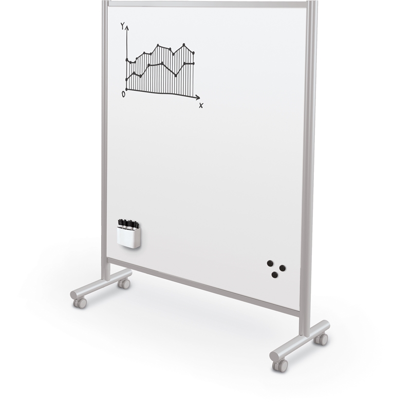 MooreCo Inklud Double Sided Magnetic Mobile Dry Erase Whiteboard 72H x 50W x 22D