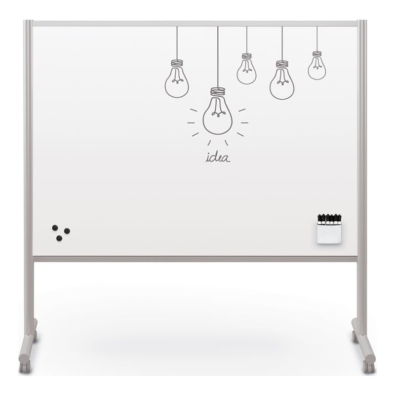 MooreCo Inklud Double Sided Magnetic Mobile Dry Erase Whiteboard 72H x 72W x 22D