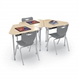 MooreCo Monroe Hard Plastic Student Desk Set of 2 Adjustable Height Maple