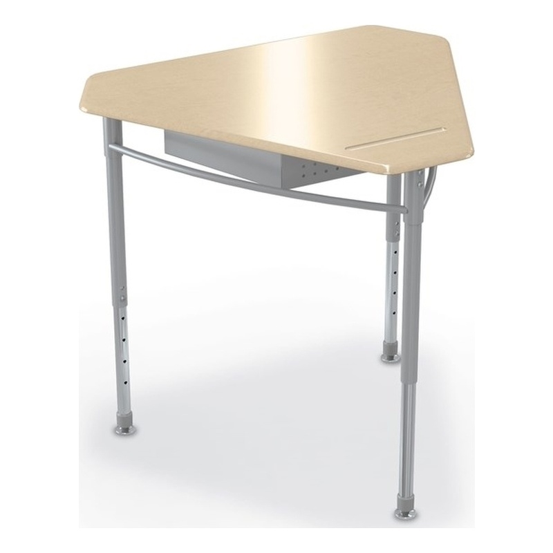 MooreCo Monroe Hard Plastic Student Desk Set of 2 Adjustable Height Maple