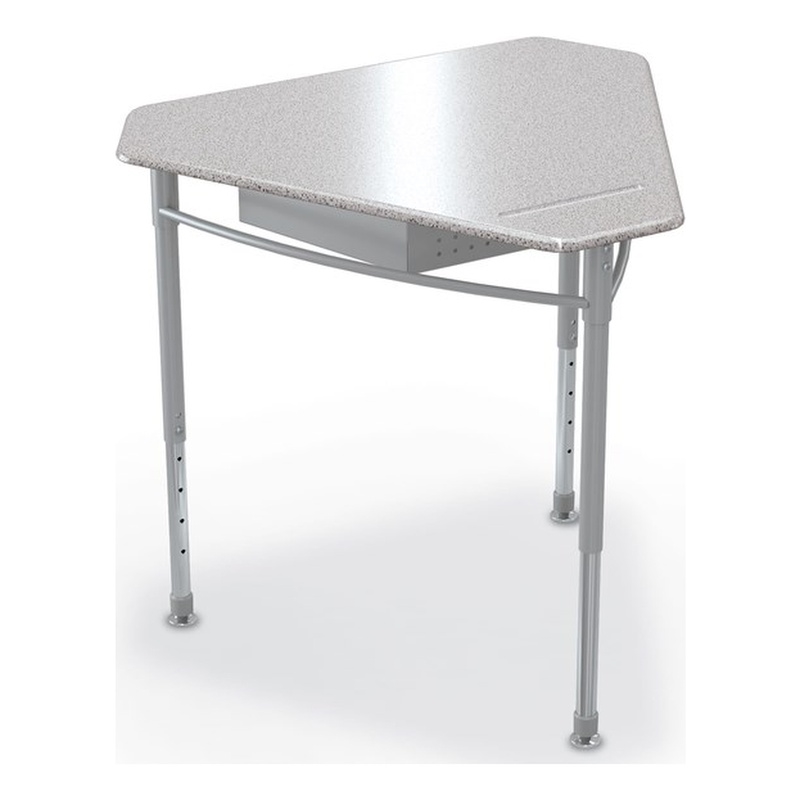 MooreCo Monroe Hard Plastic Student Desk Set of 2 Adjustable Height Grey